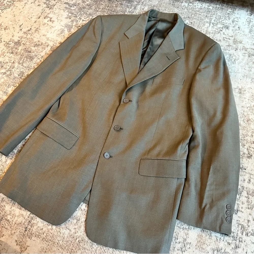 Vintage Monsieur Givenchy Wool Brown‎ Tan Blazer Jacket Sport Coat Size 42L